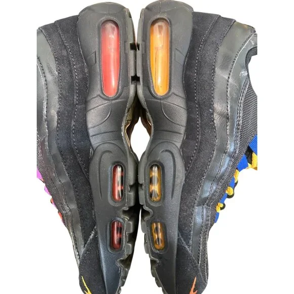 RARE Nike Air Max 95 Premium NY vs LA Shoes Mens 6.5 Women 8 Black Suede Leather - Picture 15 of 16
